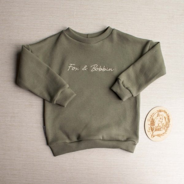 Children's Embroidered Waffle Sweatshirt