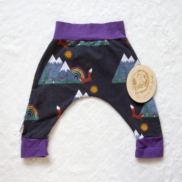 PRE-LOVED; RE-LOVED 3-6m Harems EUC Mountains & Mushrooms/Purple