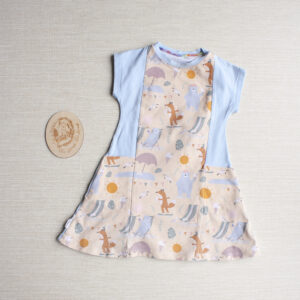 PRE-LOVED; RE-LOVED Age 1 Colour Block Tunic Dress with Pockets GUC Summer Skates/Baby Blue