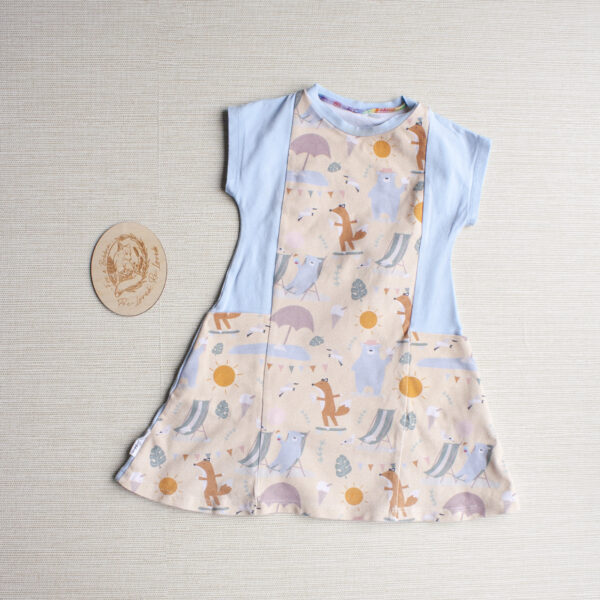 PRE-LOVED; RE-LOVED Age 1 Colour Block Tunic Dress with Pockets GUC Summer Skates/Baby Blue