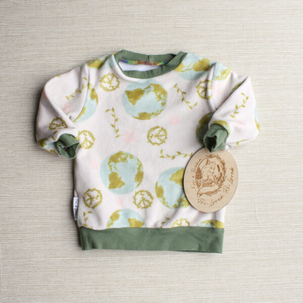 PRE-LOVED; RE-LOVED 0-3m Squish Sweater EUC Peace on Earth/Olive Green