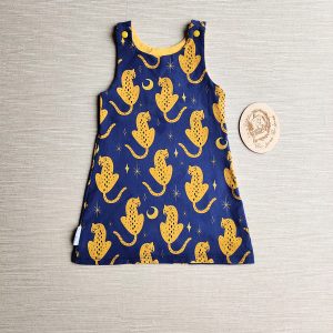 PRE-LOVED; RE-LOVED Age 1 Dungaree Dress EUC Leopards/Yellow