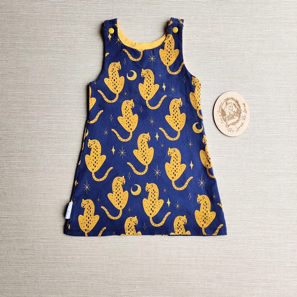 PRE-LOVED; RE-LOVED Age 1 Dungaree Dress EUC Leopards/Yellow