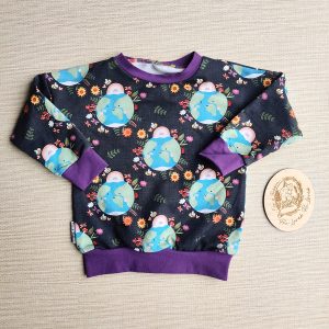 PRE-LOVED; RE-LOVED Age 1 French Terry Sweater SAMPLE SALE Happy Earth/Purple