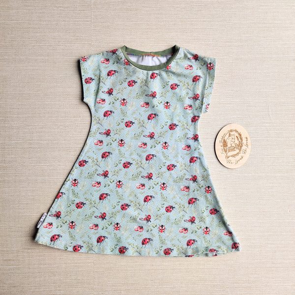 PRE-LOVED; RE-LOVED Age 1 Tunic Dress EUC Ladybugs/Olive Green