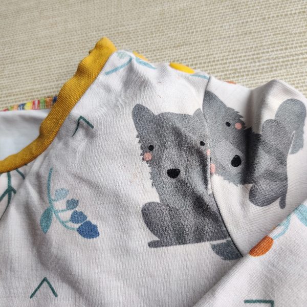 PRE-LOVED; RE-LOVED Age 1 Long Sleeved Peplum T Shirt GUC Winter Wolf/Mustard Yellow with Poppered Neckline Add-On - Image 5
