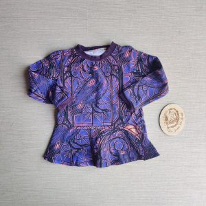 PRE-LOVED; RE-LOVED Age 2 Long Sleeve Peplum T Shirt EUC Raven/Dark Purple with Poppered Neckline