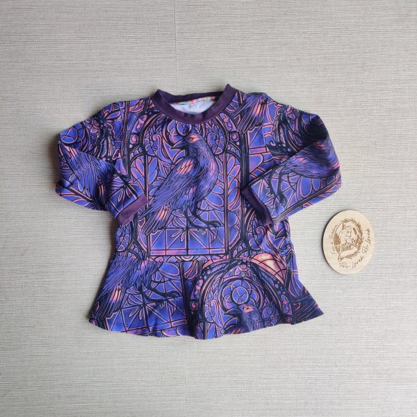 PRE-LOVED; RE-LOVED Age 2 Long Sleeve Peplum T Shirt EUC Raven/Dark Purple with Poppered Neckline