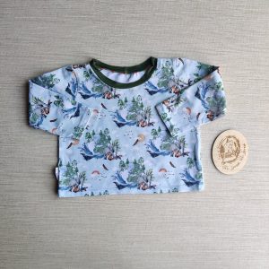PRE-LOVED; RE-LOVED Age 2 Long Sleeve Boxy T Shirt EUC Animal Earth/Khaki