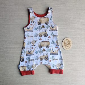 PRE-LOVED; RE-LOVED Age 2 Shorty Romper EUC Fixing the Planet/Rust