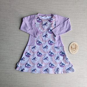 PRE-LOVED; RE-LOVED Age 2 Long Sleeve Colour Block Tunic Dress GUC Lilac Foxes/Lilac