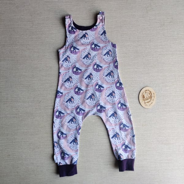 PRE-LOVED; RE-LOVED Age 2 Romper EUC Lilac Foxes/Dark Purple
