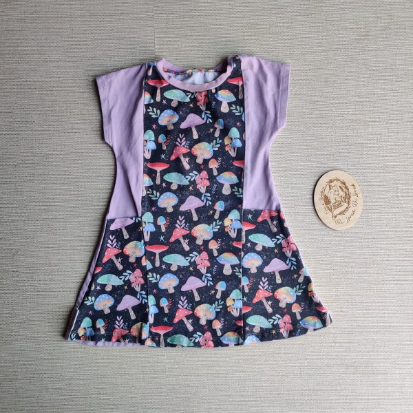 PRE-LOVED; RE-LOVED Age 2 Colour Block Tunic Dress GUC Magical Mushrooms/Lilac