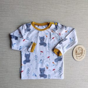 PRE-LOVED; RE-LOVED Age 1 Long Sleeved T Shirt EUC Winter Wolf/Mustard