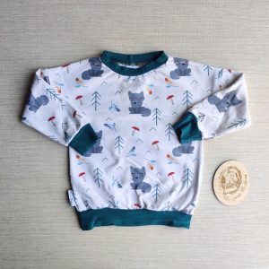 PRE-LOVED; RE-LOVED Age 2 French Terry Sweater EUC Winter Wolf/Petrol