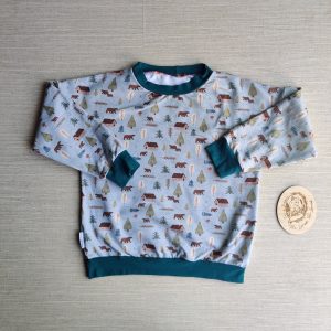 PRE-LOVED; RE-LOVED Age 6 French Terry Sweater EUC Scandi Bear/Petrol