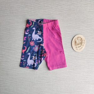 PRE-LOVED; RE-LOVED Age 1 Cycle Shorts EUC Floral Dinos/Bright Pink split leg