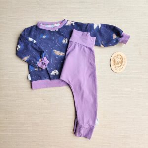 PRE-LOVED RE-LOVED Age 1 OUTFIT: Dolman Sweater and Harems EUC MM Arctic Animals/Lilac