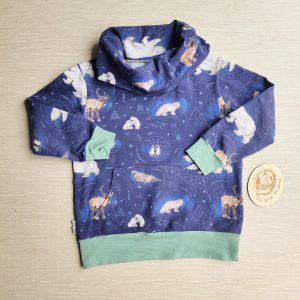 PRE-LOVED; RE-LOVED Age 7 French Terry Snoody EUC Arctic Animals/Mint