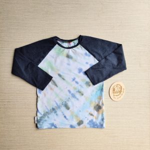 PRE-LOVED; RE-LOVED Age 6 Long Sleeve Raglan T GUC custom Tie Dye/Denim Blue