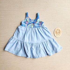 PRE-LOVED; RE-LOVED Age 1 Strappy Tiered Dress GUC Ocean Day/Baby Blue