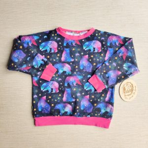 PRE-LOVED; RE-LOVED Age 7 French Terry Sweater EUC Ursa Major/Fuschia