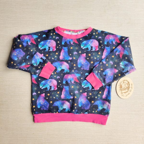 PRE-LOVED; RE-LOVED Age 7 French Terry Sweater EUC Ursa Major/Fuschia