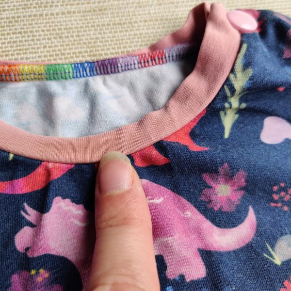 PRE-LOVED; RE-LOVED Age 1 Peplum T GUC Dinos/Dusty Pink with Poppered Neckline - Image 3