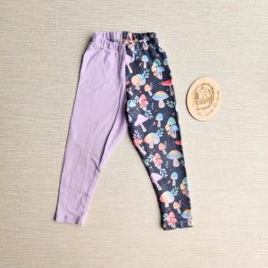 PRE-LOVED RE-LOVED Age 1 Split Colour Leggings PLAYWEAR Magical Mushrooms/Light Lilac