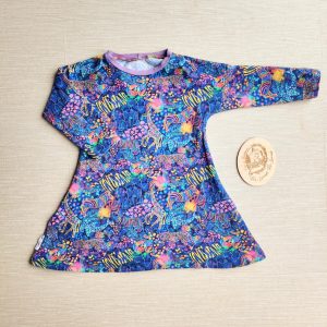 PRE-LOVED; RE-LOVED Age 2 Long Sleeve Tunic Dress EUC MM Rainbow Zoo/Lilac with pockets