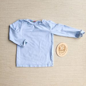 PRE-LOVED; RE-LOVED Age 1 Long Sleeved T EUC Baby Blue with Poppered Neckline