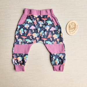 PRE-LOVED; RE-LOVED Age 1 Colour Blocked Slim Fit Harems EUC Magical Mushrooms/Mauve