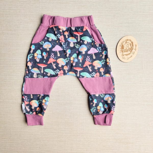 PRE-LOVED; RE-LOVED Age 1 Colour Blocked Slim Fit Harems EUC Magical Mushrooms/Mauve