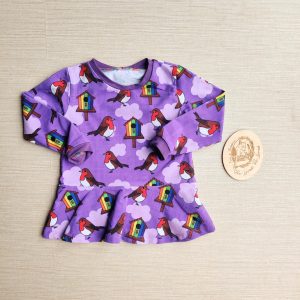 PRE-LOVED; RE-Loved Age 1 Long Sleeved Peplum T EUC Home/Purple