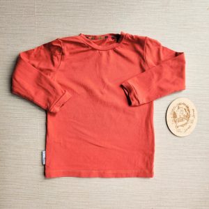 PRE-LOVED; RE-LOVED Age 2 Long Sleeve T EUC Rust with poppered neckline