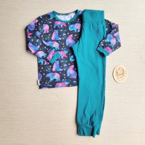 PRE-LOVED; RE-LOVED Age 6 OUTFIT: Long Sleeve T and Slim Fit Joggers EUC Ursa Major/Petrol with pockets in joggers