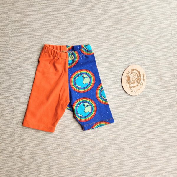 PRE-LOVED; RE-LOVED Age 6-12m Split Colour Cycle Shorts EUC Be Kind/Bright Orange