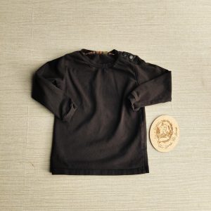 PRE-LOVED; RE-LOVED Age 1 Long Sleeved T GUC Black with Poppered Neckline