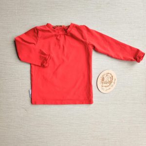 PRE-LOVED; RE-LOVED Age 1 Long Sleeved T EUC Red with Poppered Neckline