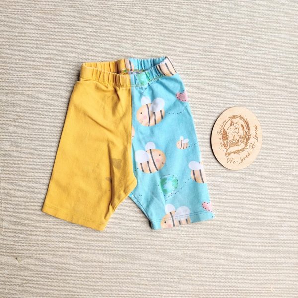 PRE-LOVED; RE-LOVED Age 6-12m Split Colour Cycle Shorts PLAYWEAR No Planet Bee/Yellow