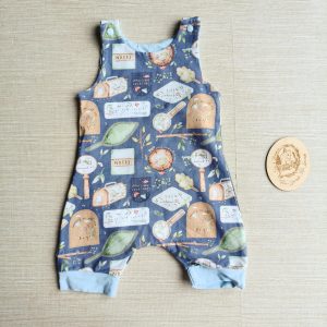 PRE-LOVED; RE-LOVED Age 2 Shorty Romper EUC Bug Hunt/Baby Blue