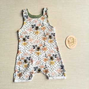PRE-LOVED; RE-LOVED Age 2 Shorty Romper GUC MM Bees/Olive