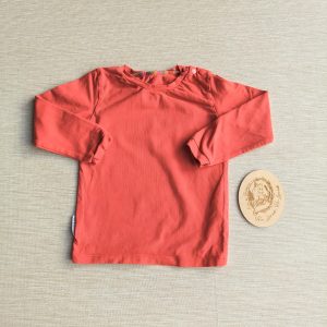 PRE-LOVED; RE-LOVED Age 2 Long Sleeve T EUC Red with poppered neckline