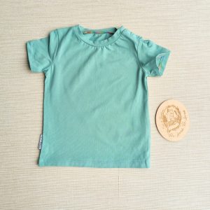 PRE-LOVED; RE-LOVED Age 1 T Shirt EUC Dark Mint with poppered neckline