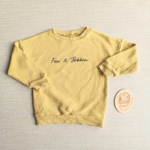 PRE-LOVED; RE-LOVED Age 3 Embroidered Waffle Sweater EUC Yellow Waffle