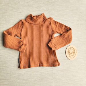 PRE-LOVED; RE-LOVED Age 3 Long Sleeve Ribbed Turtle Neck EUC Rust Ribbed