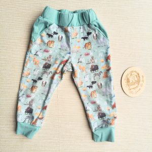 PRE-LOVED; RE-LOVED Age 2 Joggers PLAYWEAR MM Alphabet Animals/Dark Mint