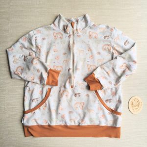 PRE-LOVED; RE-LOVED Ladies L Half Zip Sweater EUC Bluebell Wood/Rust