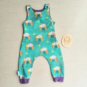 PRE-LOVED; RE-LOVED 6-12m Romper EUC Every Cloud/Purple