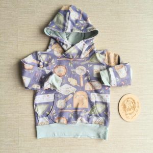 PRE-LOVED; RE-LOVED Age 1 French Terry Hoody EUC Bug Hunt/Light Mint